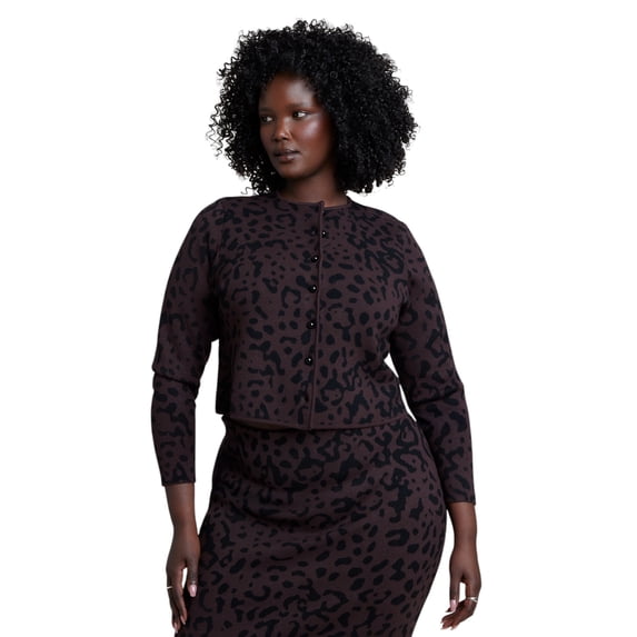 ELOQUII Women's Plus Size Intarsia Cardigan