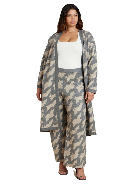 Women's Plus Size Intarsia Sweater Duster