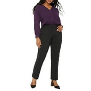 ELOQUII Women's Plus Size Kady Fit Double-Weave Pant - 18, Black