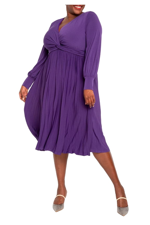 Women's Plus Size Knot Front Pleated Skirt Dress