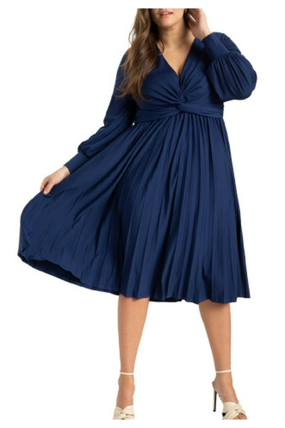 Women's Plus Size Knot Front Pleated Skirt Dress