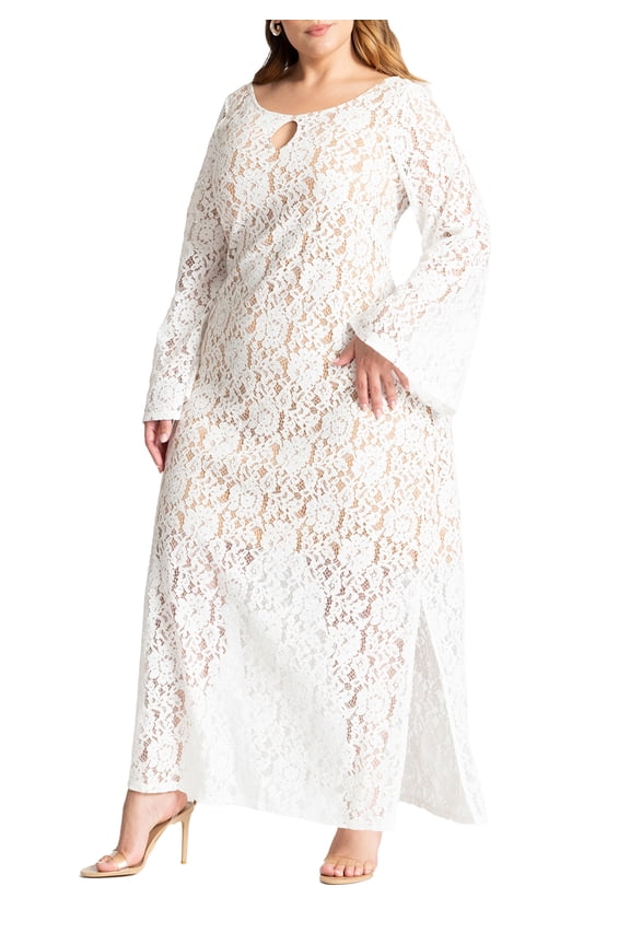 Women's Plus Size Lace Keyhole Maxi Dress