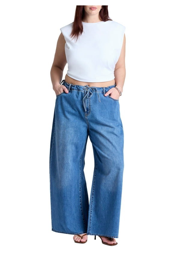 Women's Plus Size Drawstring Waist Lightweight Jean