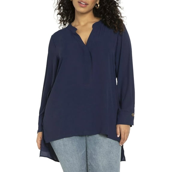 ELOQUII Women's Plus Size Mandarin Collar Tunic
