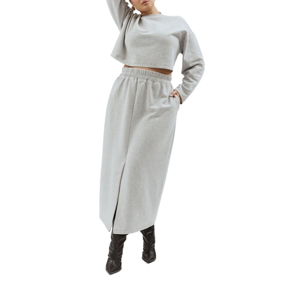 ELOQUII Women's Plus Size Maxi French Terry Skirt