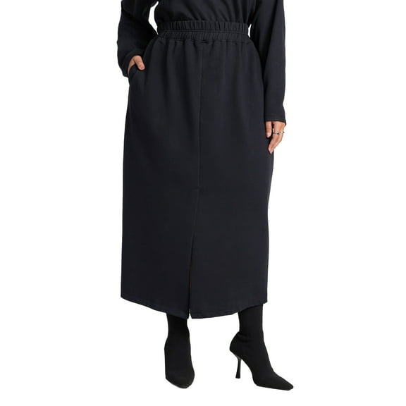 ELOQUII Women's Plus Size Maxi French Terry Skirt