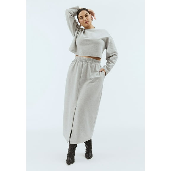 ELOQUII Women's Plus Size Maxi French Terry Skirt