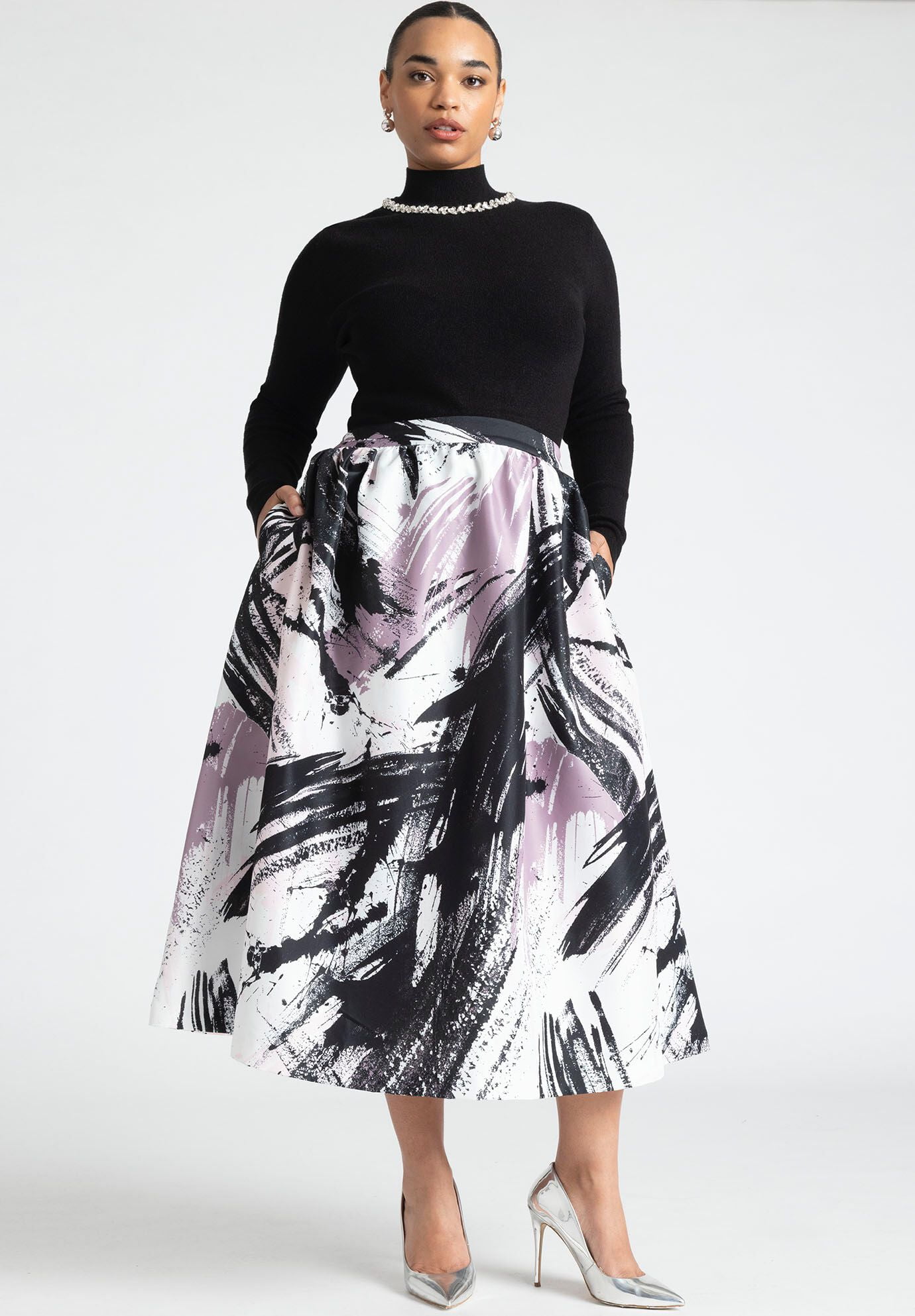 ELOQUII Women s Plus Size Midi Full Circle Skirt
