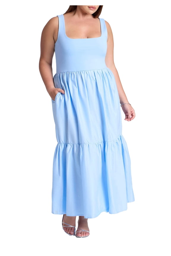 Women's Plus Size Mixed Fabric Tank Dress