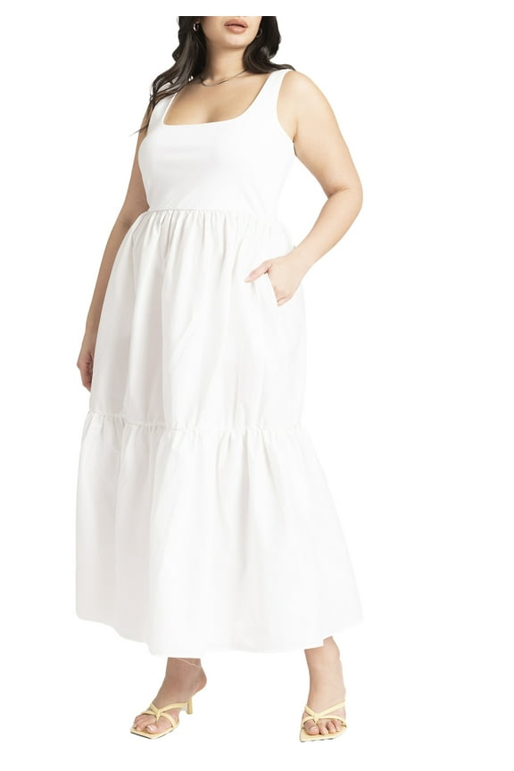 Women's Plus Size Mixed Fabric Tank Dress