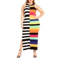 thumbnail image 1 of ELOQUII Women's Plus Size Mixed Stripe Ribbed Dress, 1 of 4