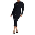 thumbnail image 1 of ELOQUII Women's Plus Size Mock Neck Rib Button Dress, 1 of 2