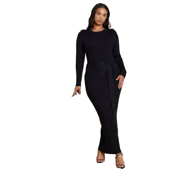 ELOQUII Women's Plus Size Multi Rib Maxi Sweater Dress