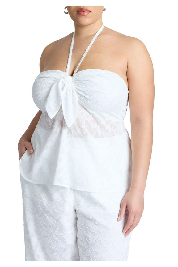 Women's Plus Size Neck-Tie Halter Top