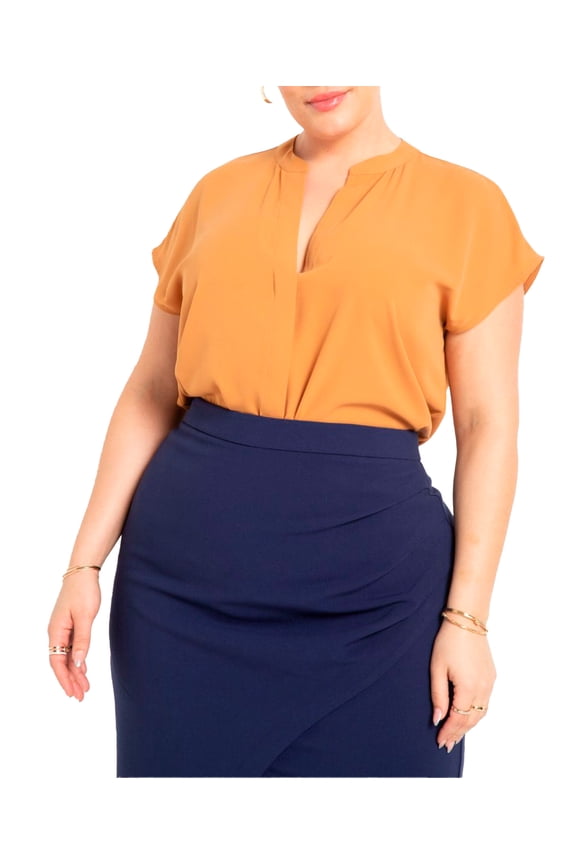 Women's Plus Size Notch Collar Blouse