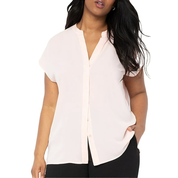 ELOQUII Women's Plus Size Notch Collar Blouse