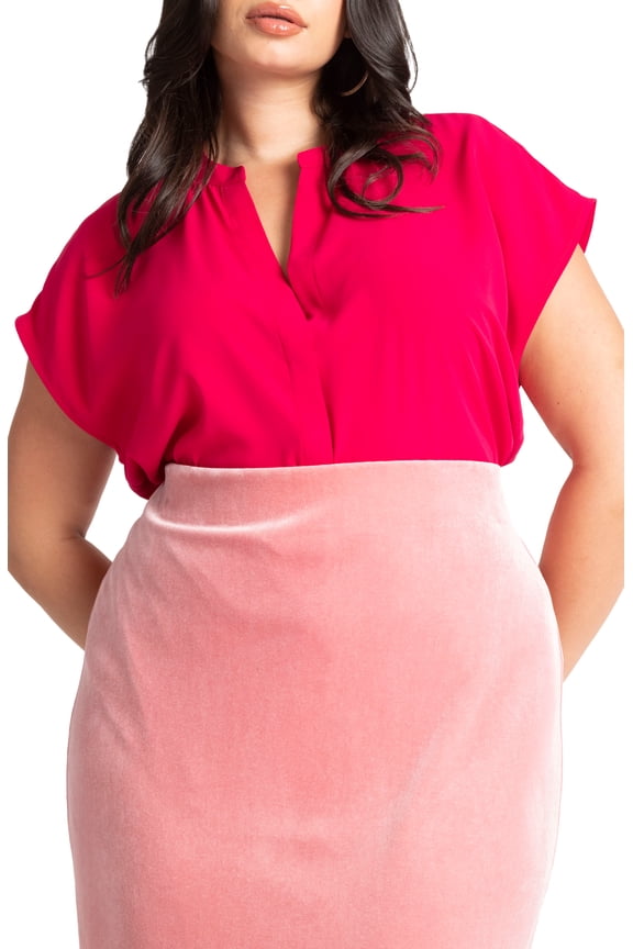 Women's Plus Size Notch Collar Blouse