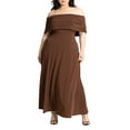 thumbnail image 1 of ELOQUII Women's Plus Size Off The Shoulder Maxi Dress, 1 of 4