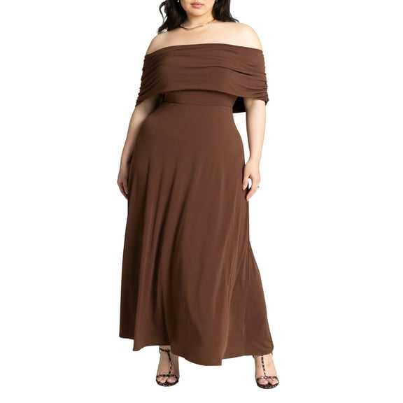 ELOQUII Women's Plus Size Off The Shoulder Maxi Dress