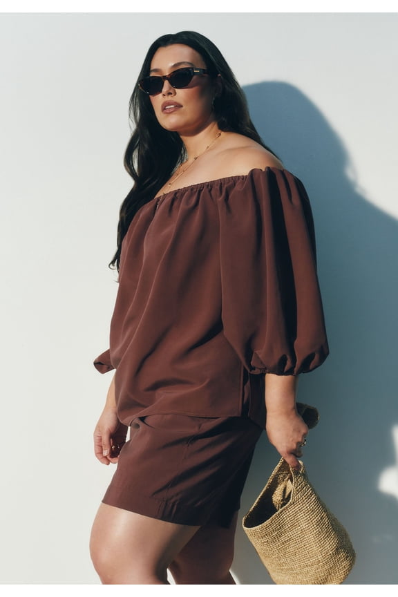 Women's Plus Size Off The Shoulder  Sleeve Top