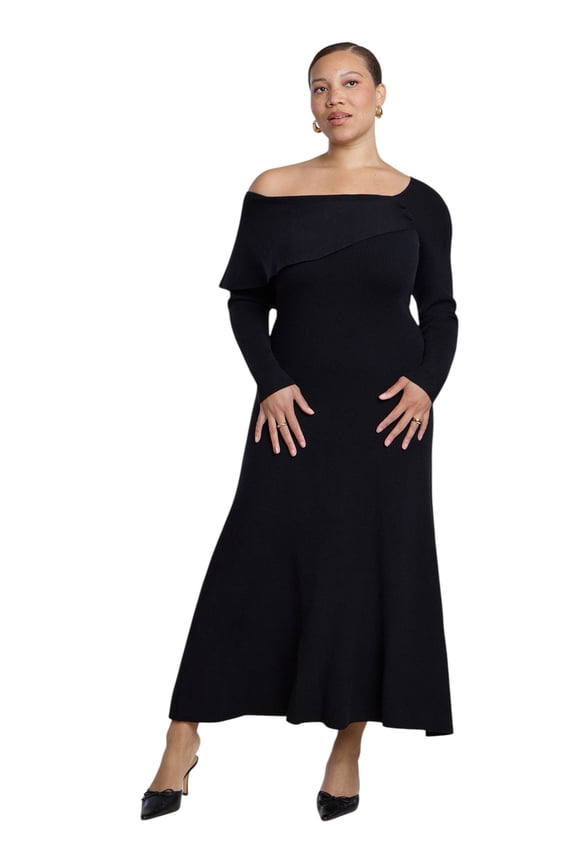 Women's Plus Size Off The Shoulder Sweater Midi Dress
