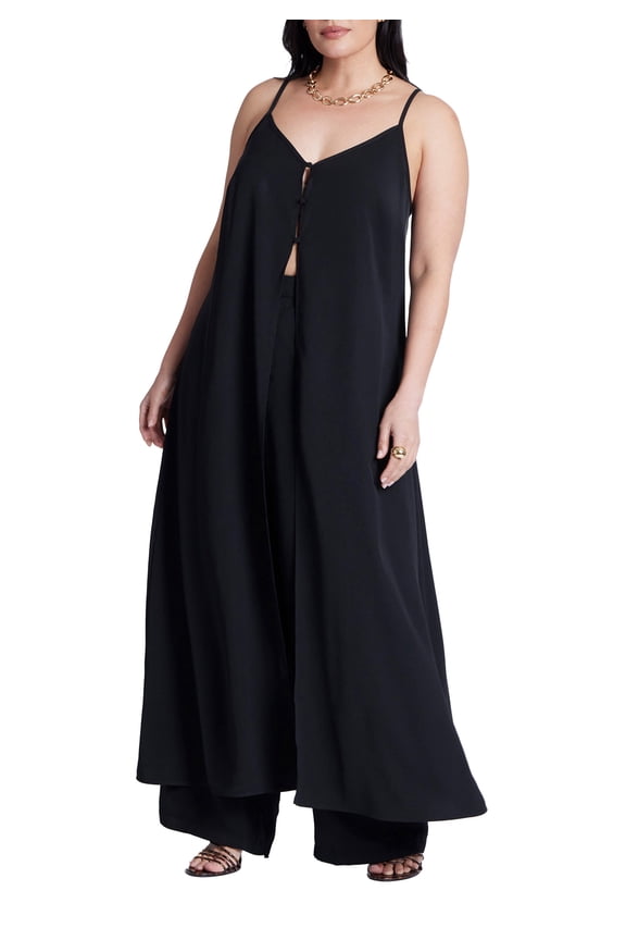 Women's Plus Size Open Front Tank Duster