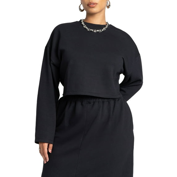 ELOQUII Women's Plus Size Oversized Cropped Sweatshirt