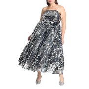 ELOQUII Womens Plus Size Paillette Dress With Big Skirt
