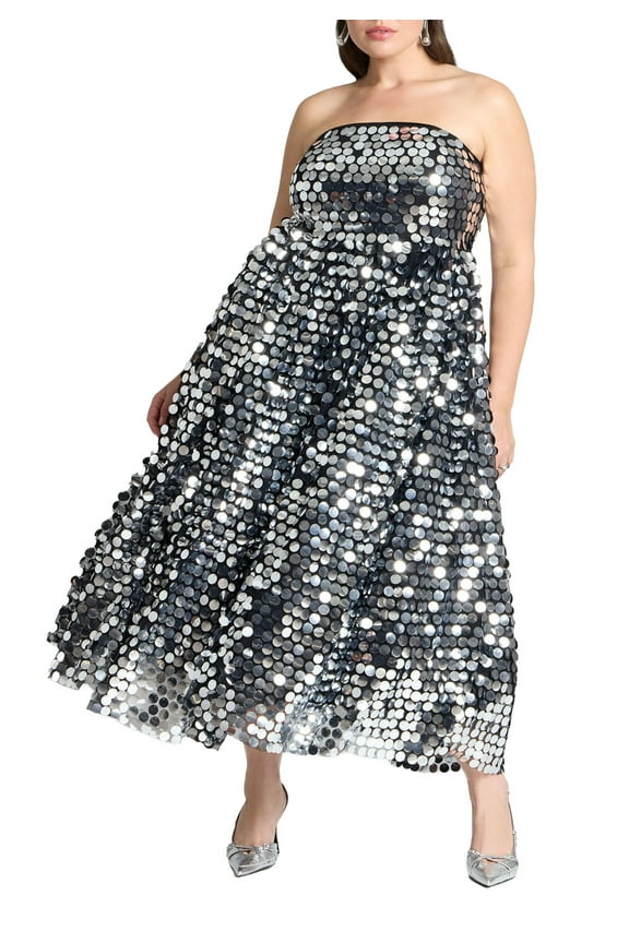 Women's Plus Size Paillette Dress With Big Skirt