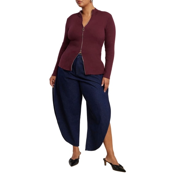 ELOQUII Women's Plus Size Petal Shape Open Side Jean