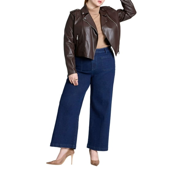 ELOQUII Women's Plus Size Petite Trouser Jean