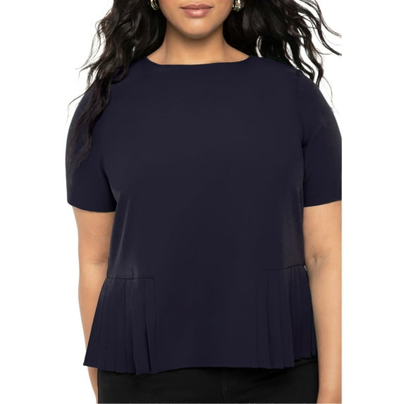 ELOQUII Women's Plus Size Pleated Hem Top