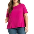 thumbnail image 1 of ELOQUII Women's Plus Size Pleated Hem Top, 1 of 3