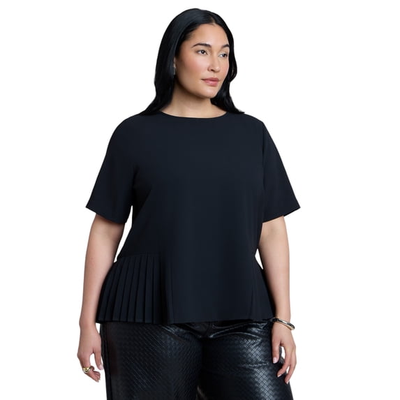 ELOQUII Women's Plus Size Pleated Hem Top