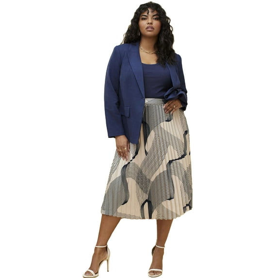 ELOQUII Women's Plus Size Pleated Midi Skirt