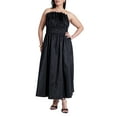 thumbnail image 1 of ELOQUII Women's Plus Size Pleated Ruffle Neckline Midi Dress, 1 of 2