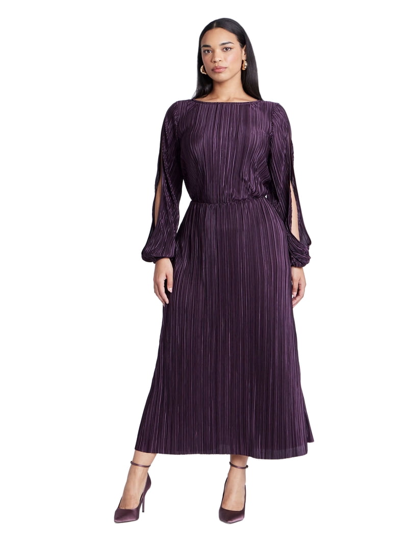 eloquii formal dresses Women's Plus Size Seam Detail Ponte Workwear Midi Dress lay flat to dry ELOQUII Women's Knot Front Pleated