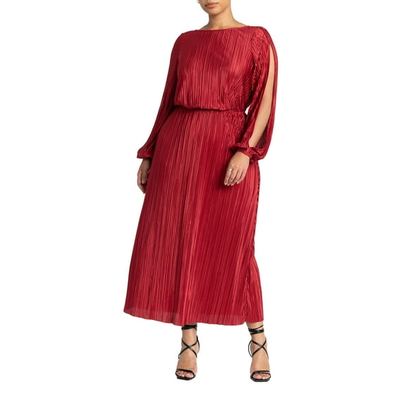 ELOQUII Women's Plus Size Plisse Open Sleeve Dress