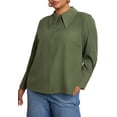 thumbnail image 1 of ELOQUII Women's Plus Size Pointed Collar Button Up Shirt, 1 of 3