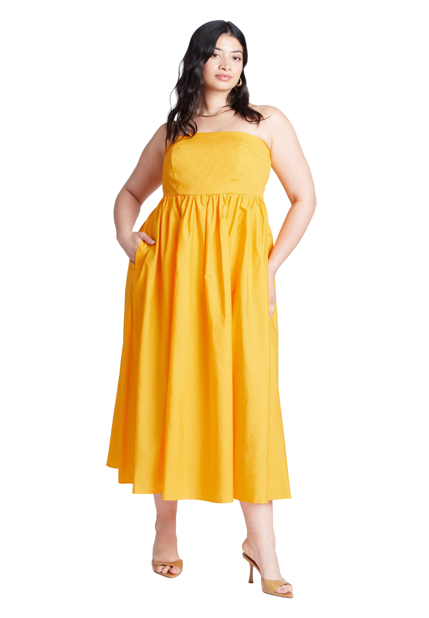 plus size flare maxi dress Black Fit and Flare Mini Dress - V-Neck Bubble Hem with Tie Straps main image 0