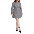 thumbnail image 1 of ELOQUII Women's Plus Size Rhinestone Button Tweed Mini Dress, 1 of 2