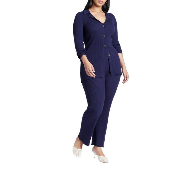 ELOQUII Women's Plus Size Ribbed Sweater Pull On Pant