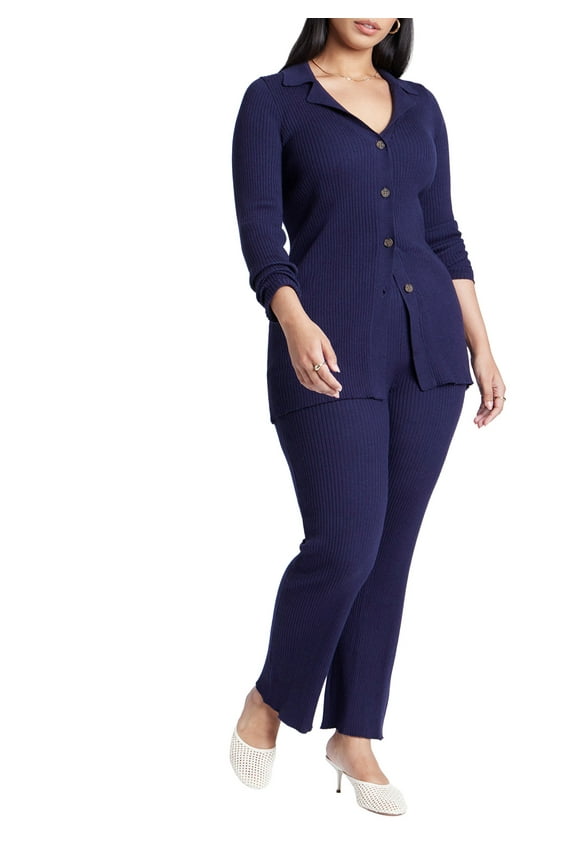Women's Plus Size Ribbed Sweater Pull On Pant