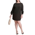 thumbnail image 1 of ELOQUII Women's Plus Size Rosette Sleeve Mini Dress, 1 of 2