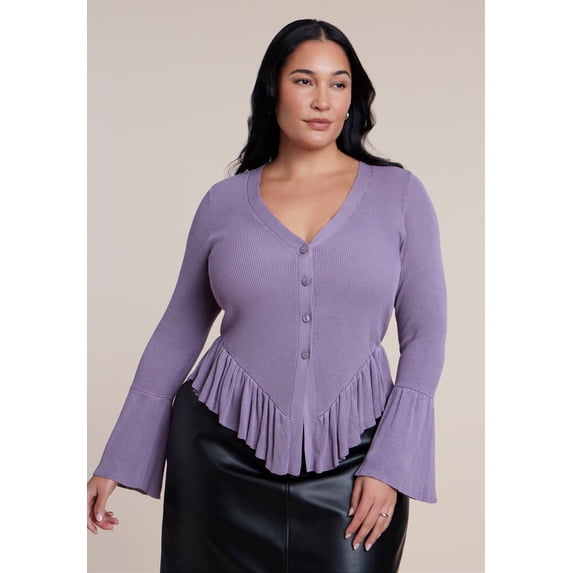 ELOQUII Women's Plus Size Ruffle Cardigan