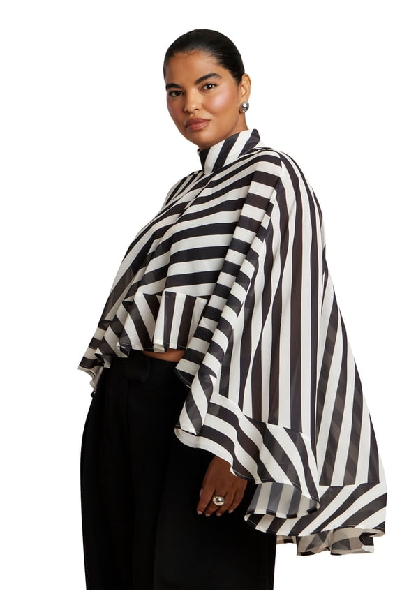 Women's Plus Size Ruffle Detail Asym Cape