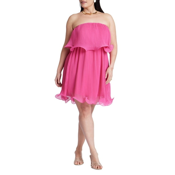 ELOQUII Women's Plus Size Ruffle Hem Mini Dress