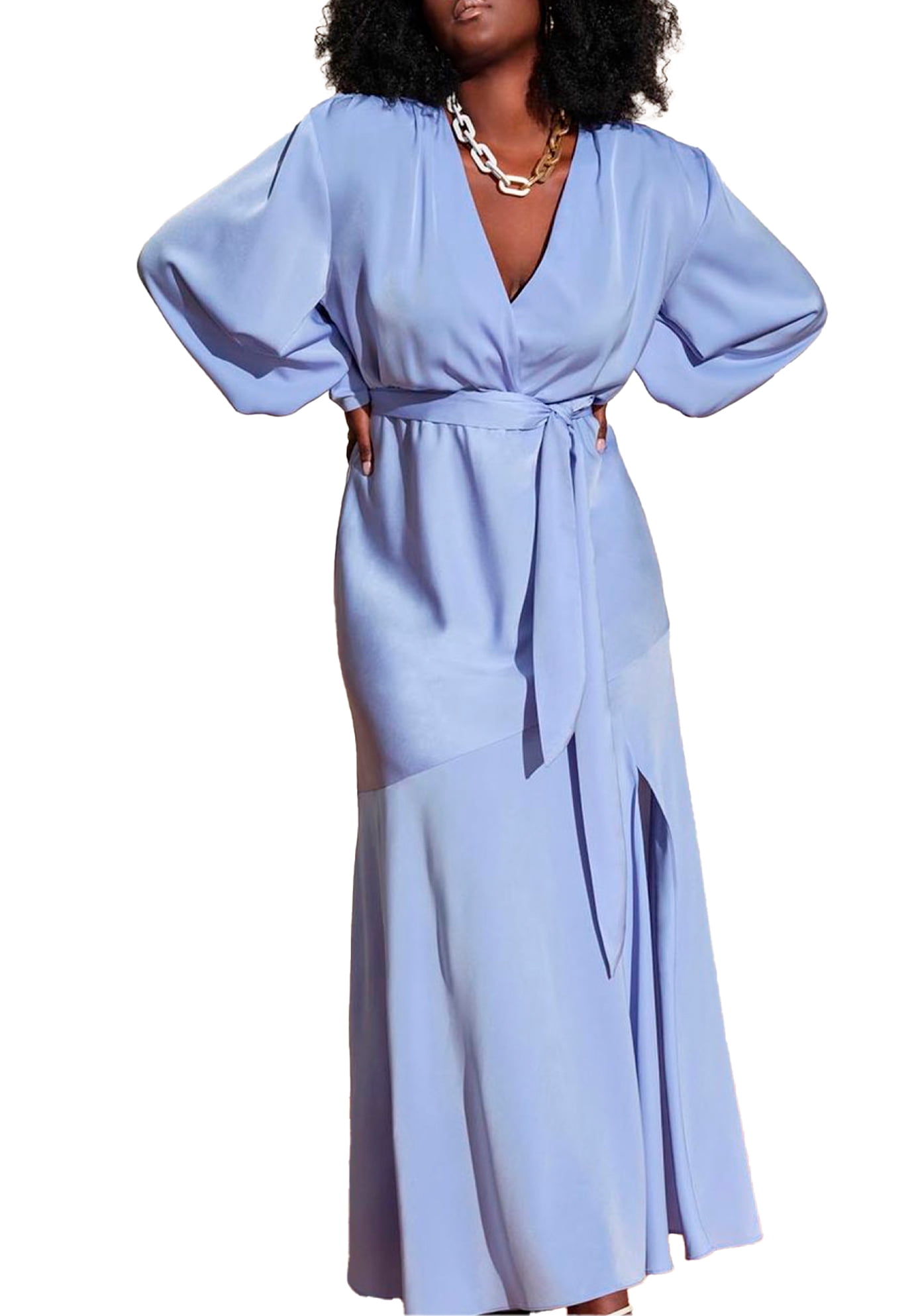 chinese dress ladies Amazon.com: ELOQUII Women's Plus Size Satin Maxi Dress