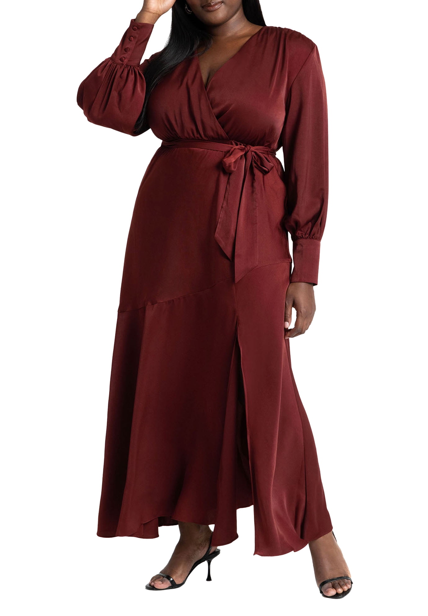 ELOQUII Women's Plus Size Satin Maxi Dress - Walmart.com