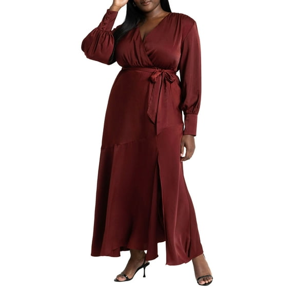 ELOQUII Women's Plus Size Satin Maxi Dress